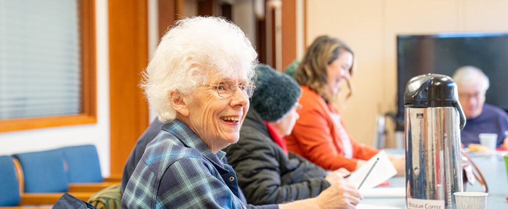 Bible Study participants smiling